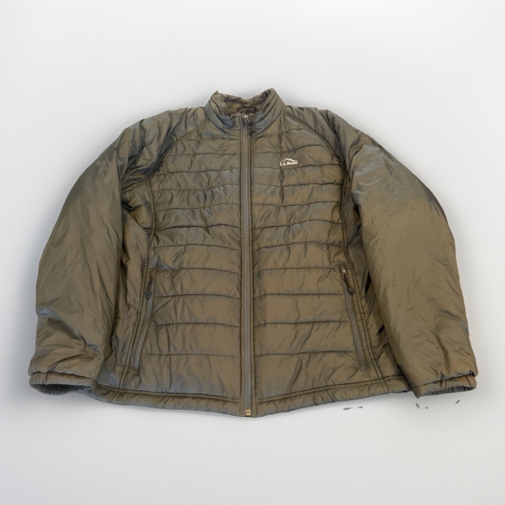 L.L. Bean Puffer Jacket Men's 2XLT  Gray Full Zip Outdoor 290584